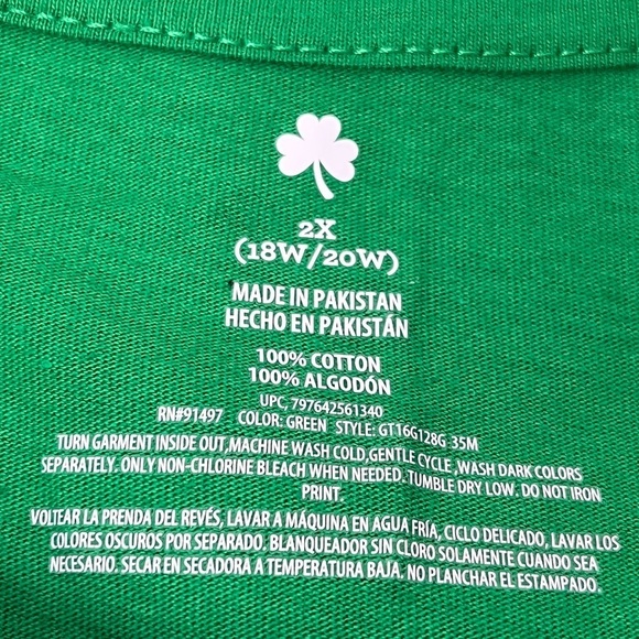 St Patricks Day Women's‎ Grandmas Have All The Luck Green T-Shirt Plus Size 2X - Picture 6 of 7